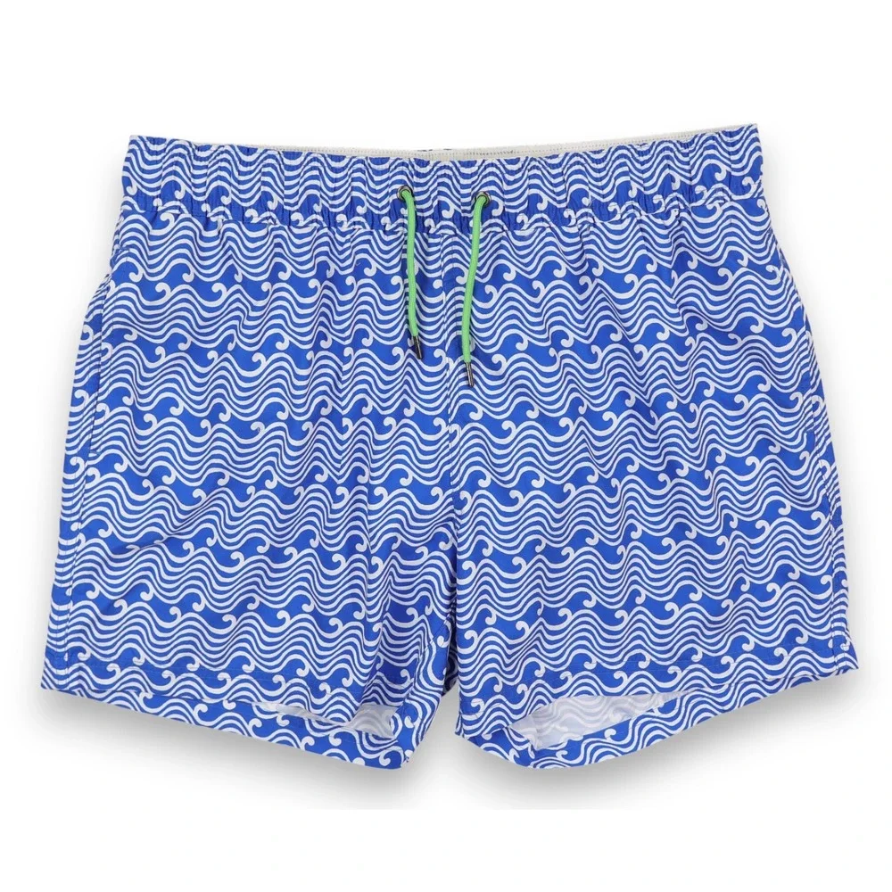 Roller Rabbit Swim Trunks Shorts Mens XL Blue White Mesh Lined Beach Pockets